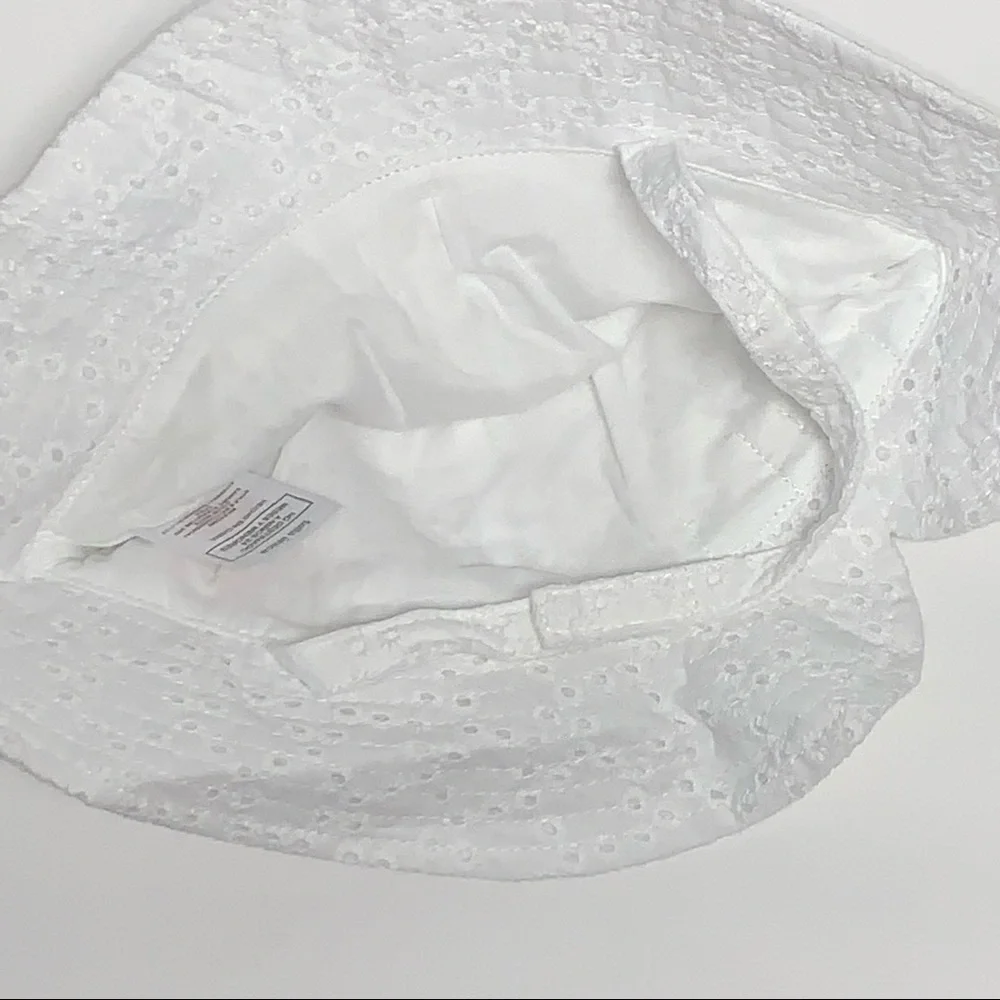 Wonder Nation Girls Toddler One Size White Eyelet Strap/Bow Sun Hat NEW NWT